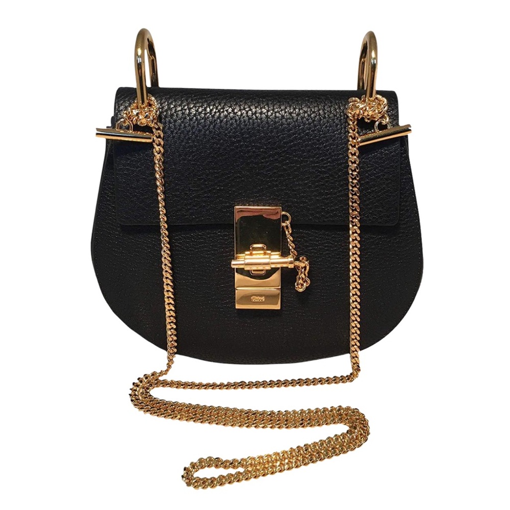 Chloe mini drew bag in black with gold hardware